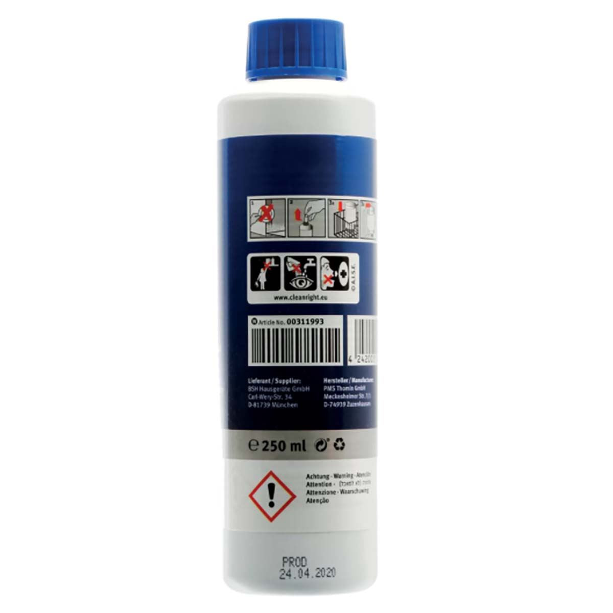 Bosch 00311993 00311565 Original Dishwasher Cleaner Removes Grease and Limescale, 250ml